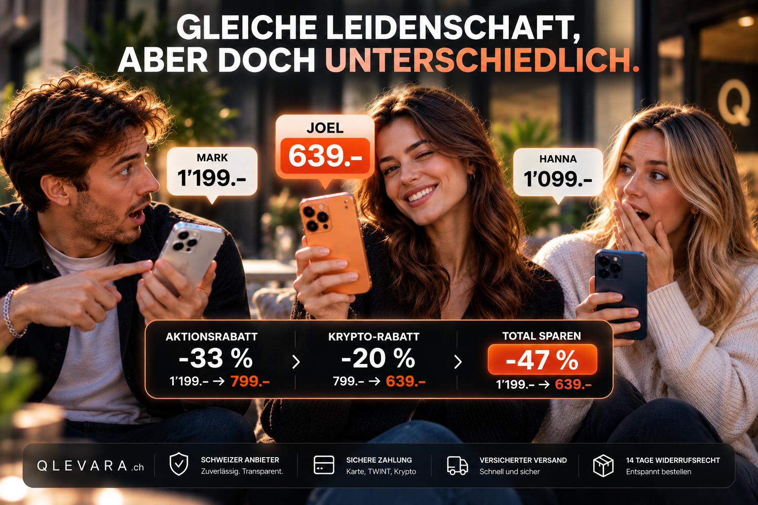 Qlevara iPhone Aktions- und Krypto-Rabatt im Vergleich